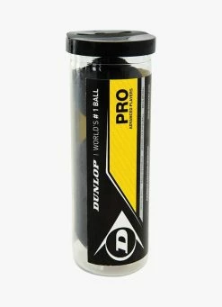 Brand new ✔️ Dunlop Pro Squash Ball (double Yellow Dot) - Tube Of 3 👍