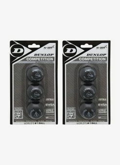 Best Sale 🧨 2 X Dunlop Competition Squash Ball (single Yellow Dot) - 3 Pack 🎁