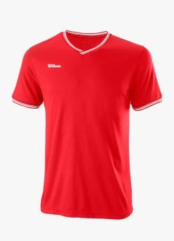 Coupon 𧨠Wilson Team II High V-Neck π Shirt - Red π§¨